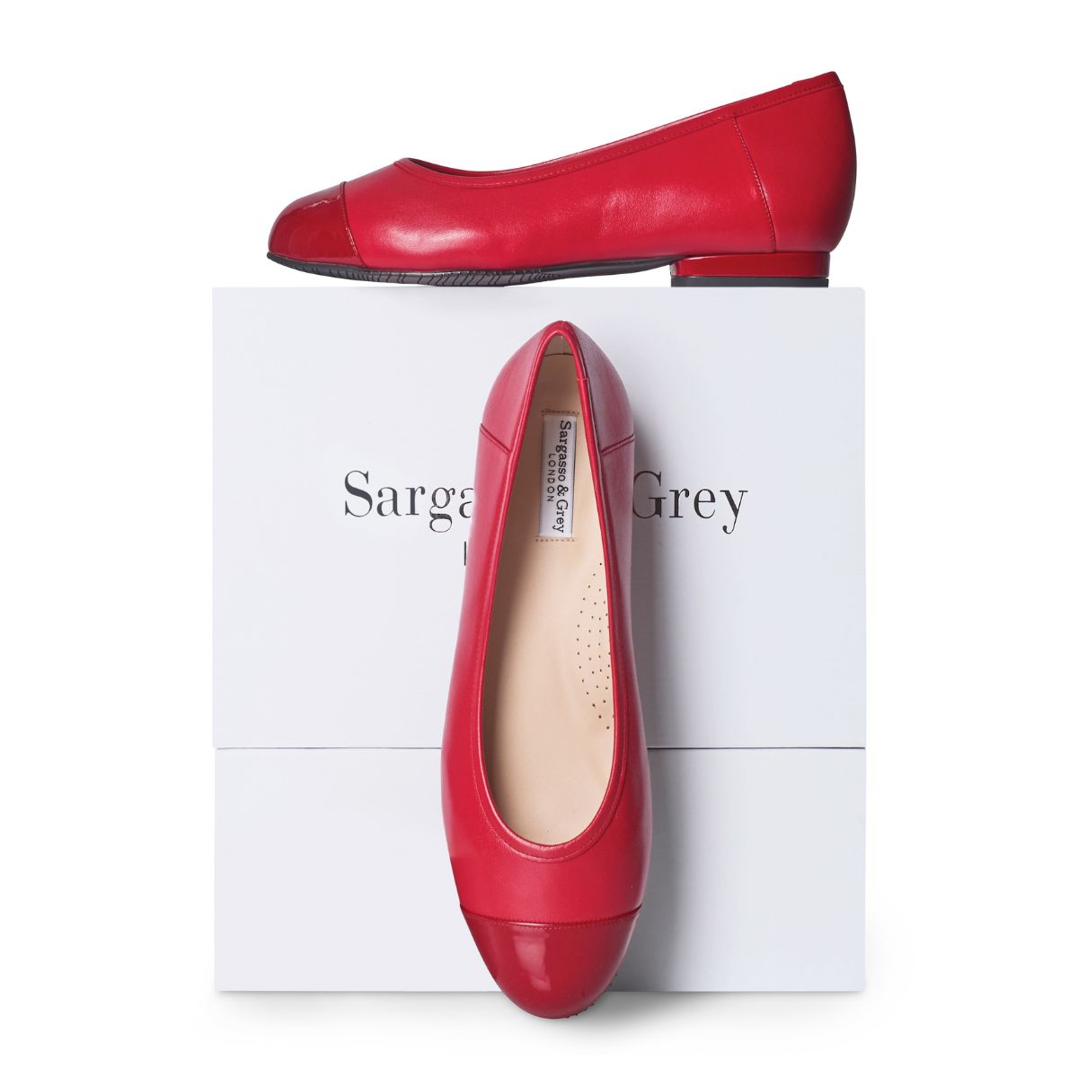 Capella Extra-Wide Fit Ballet Flats in Red Leather – Sargasso