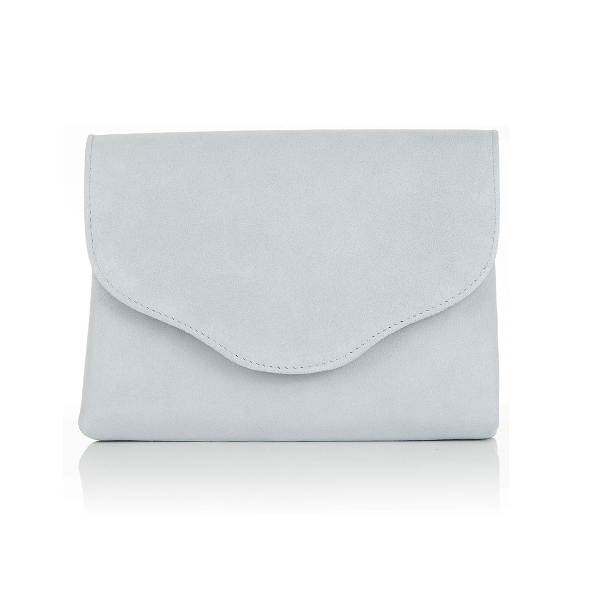 Pale Blue Suede Clutch Sargasso and Grey