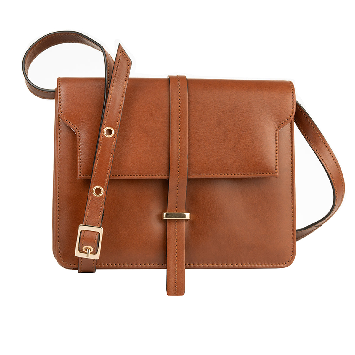 Crossbody Bag Cognac Leather Sargasso and Grey