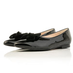 Laura Extra-Wide Fit Ballet Flats With Bow - Black Patent