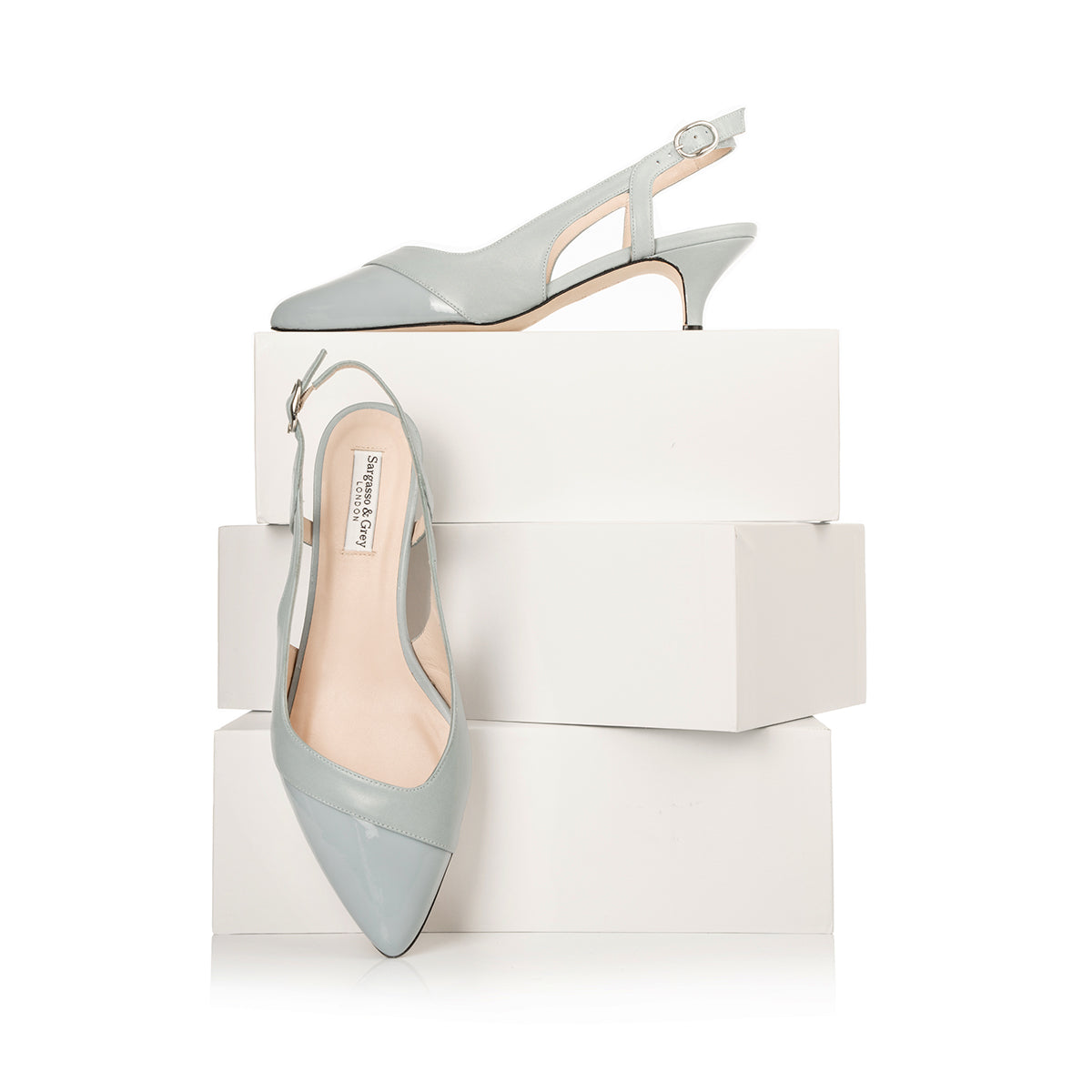 Pale fashion blue slingback shoes