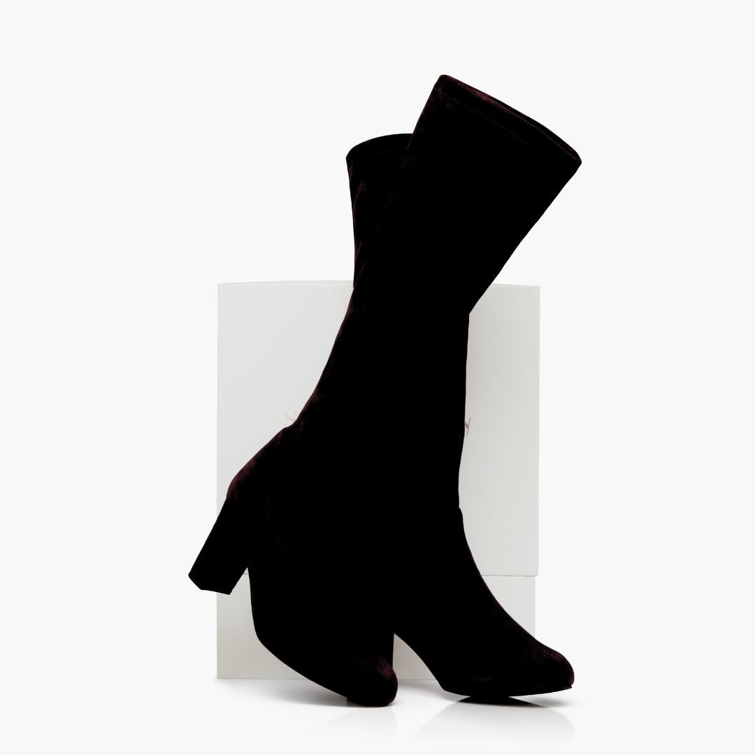 Wide Fit Black Suede Knee High Boots – Sargasso and Grey