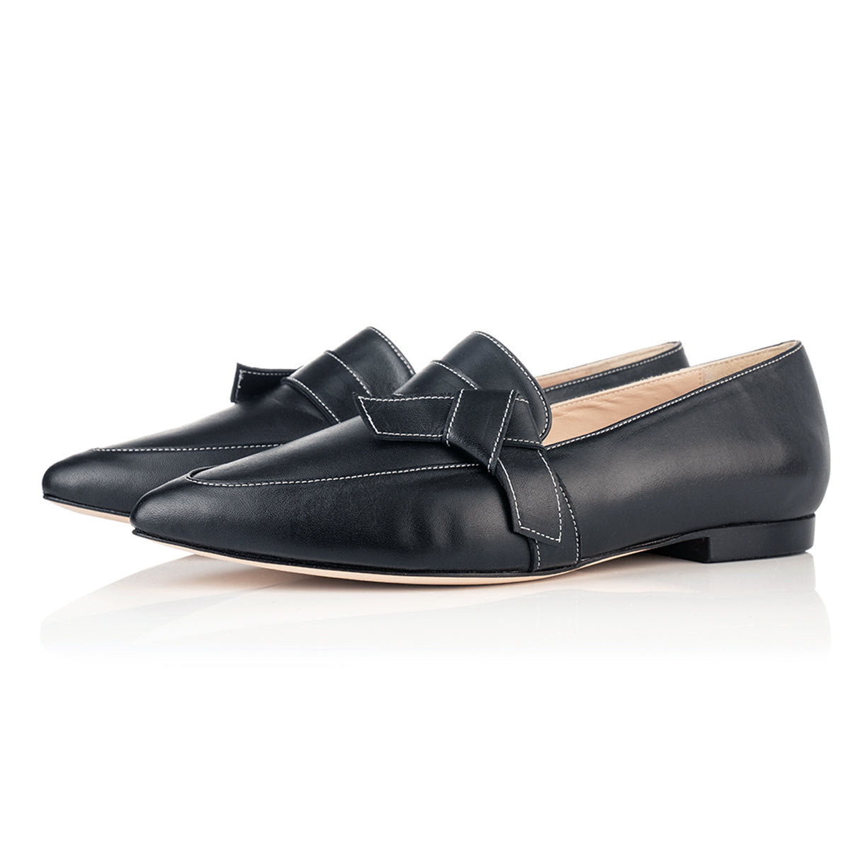 Sandy Wide Fit Flats  - Black Leather