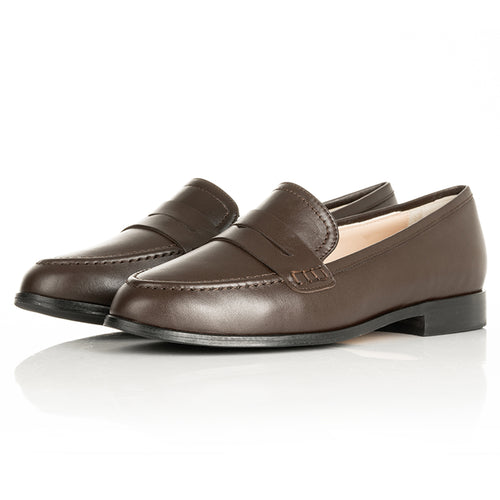 Sylvie Extra-Wide Fit Loafers  - Brown Leather