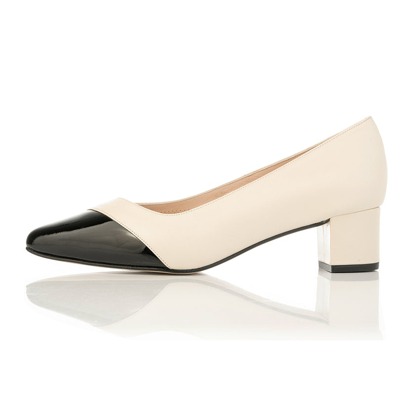 Tula Extra-Wide Fit Court - Black & Cream Leather