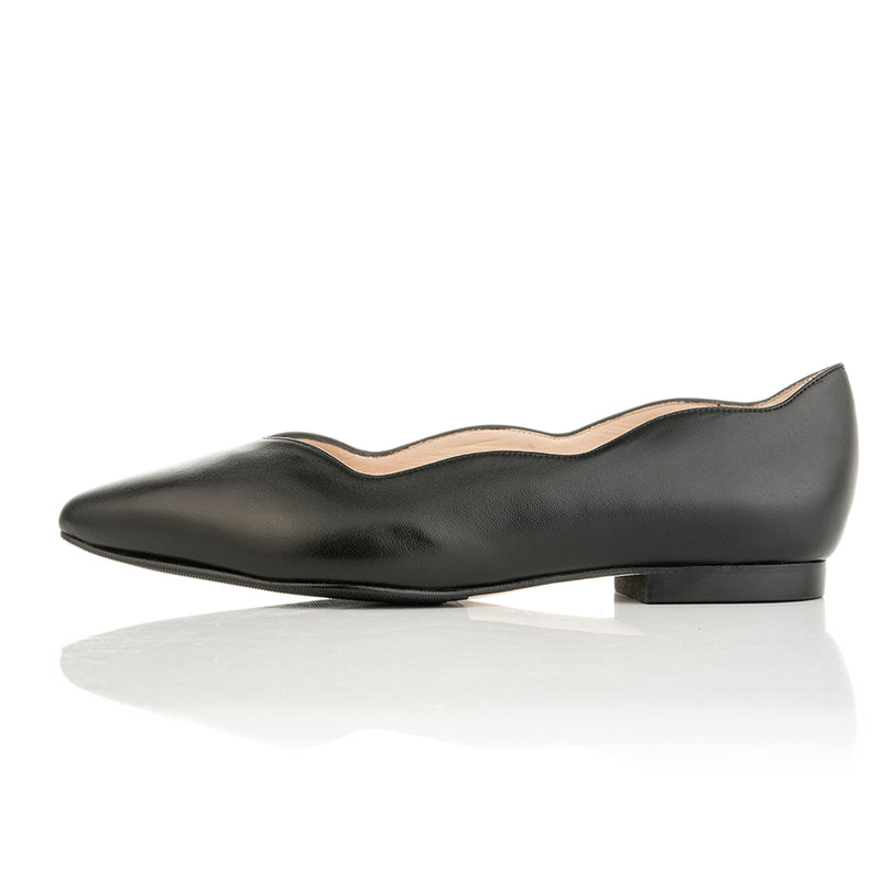 Vivienne Extra-Wide Fit Ballet Flats - Black Leather