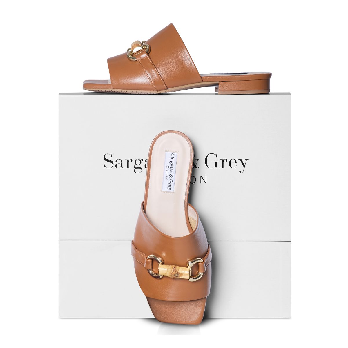 Tan Leather Extra-wide Fit Snaffle Sliders – Sargasso and Grey