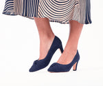 Lola Extra-Wide Fit Court Shoe – Navy Suede