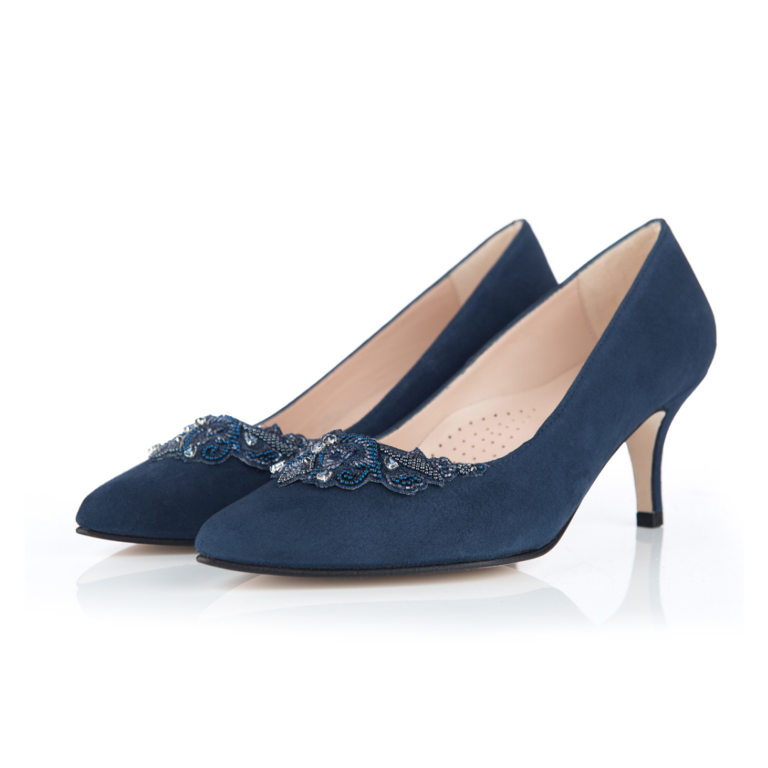 Stylish Wide Fit Court Shoes – Sargasso and Grey