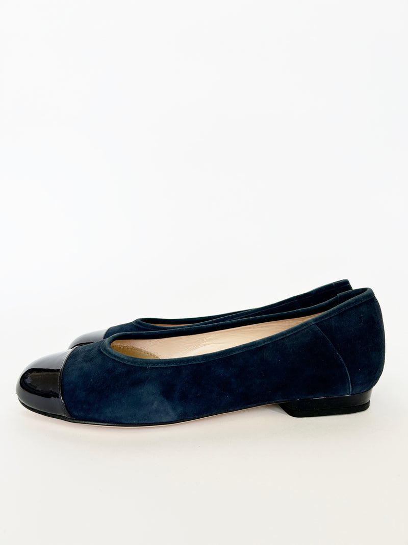 PRE-PRODUCTION SAMPLE - Extra Wide Ballet flats Navy Suede (SAMPLE SALE)