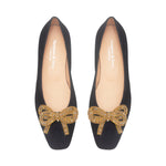 Kelly Wide Fit Bow Ballet Flats - Navy Suede