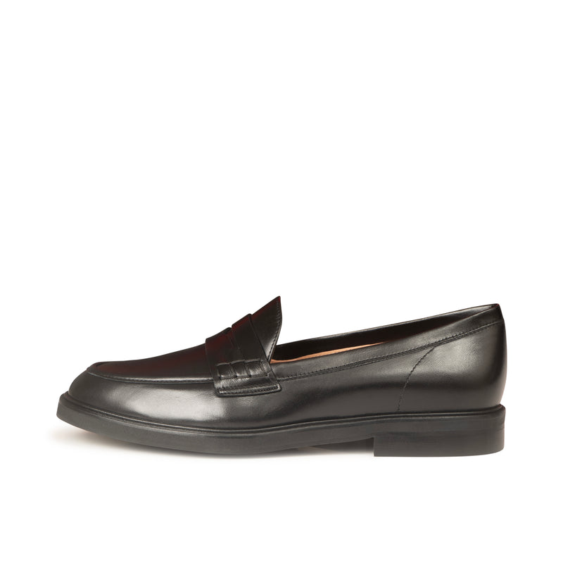 Wide Fit Loafers  - Black Leather