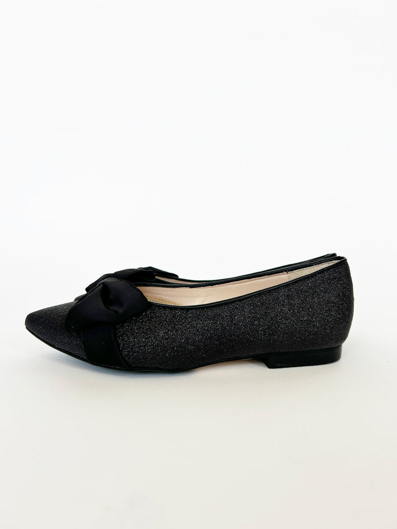 PRE-PRODUCTION SAMPLE - Dionne Extra Wide Flats Black Glitter