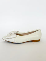 PRE-PRODUCTION SAMPLE - Extra Wide Fit Ivory Bow Flats Ivory Leather (Sample Sale)