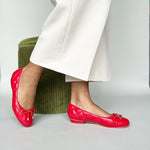 Alice Wide Fit Ballet Flats - Red Quilted Leather