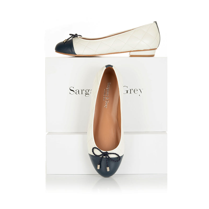Alice Wide Fit Navy Leather Ballet Flats – Sargasso and Grey