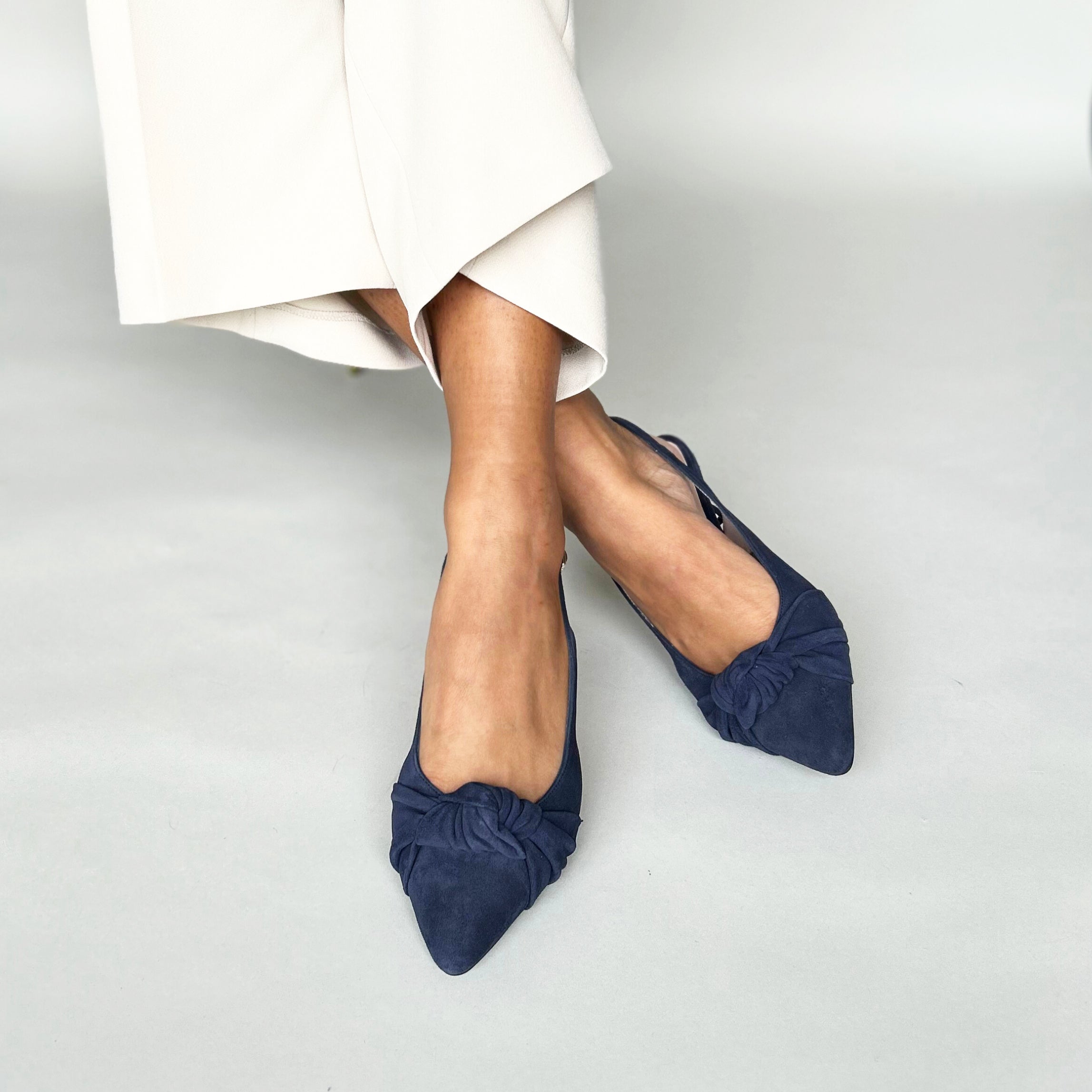 Wide fit navy sling back shoes Outlet