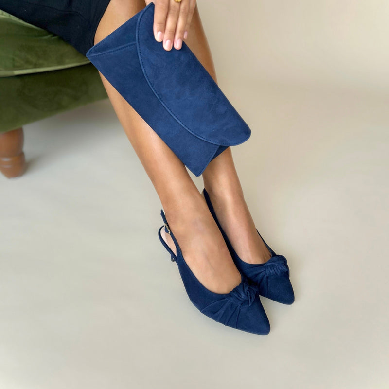 Andrea Extra-Wide Fit Slingback - Navy Suede