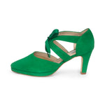 Anya Extra-Wide Fit Platform Heels - Grass Green Suede