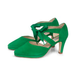 Anya Extra-Wide Fit Platform Heels - Grass Green Suede