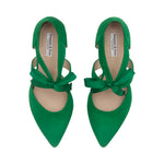 Anya Extra-Wide Fit Platform Heels - Grass Green Suede