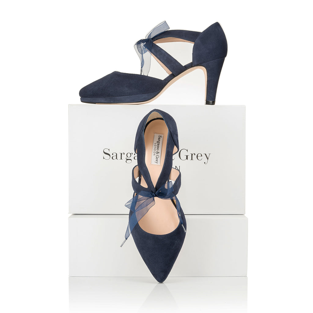 Extra-wide Fit Navy Blue Suede Platform Heels – Sargasso and Grey