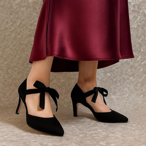 Arya Extra-Wide Fit Platform Heels - Black Suede