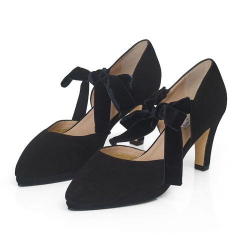 Arya Extra-Wide Fit Platform Heels - Black Suede