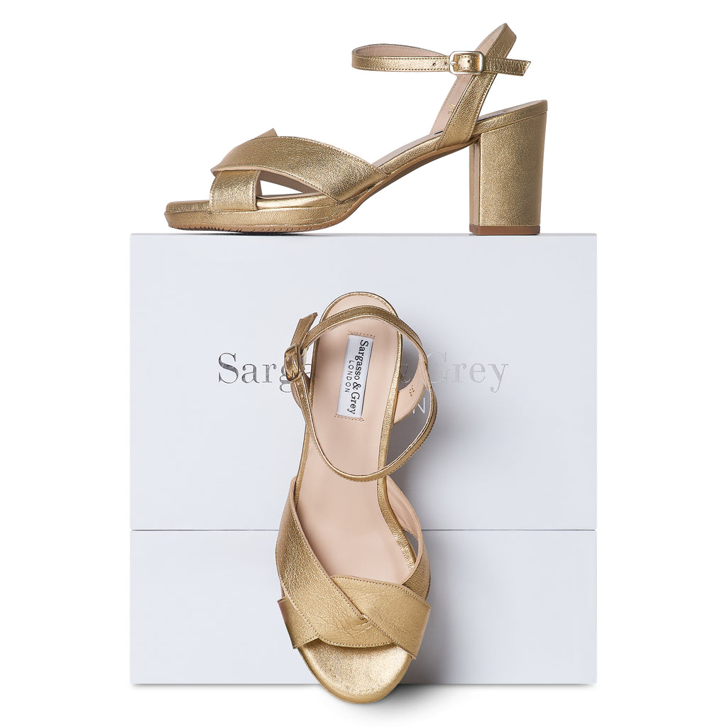 Belle Extra Wide Fit Sandal Gold Leather