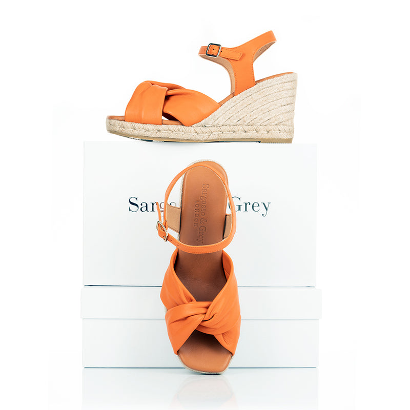 Bertie - Wide Fit Wedge Sandal - Burnt Orange