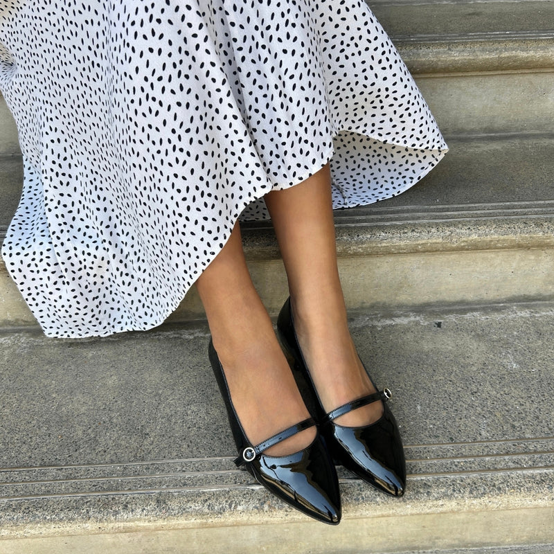 Billie Extra-Wide Fit Kitten Heels - Black Patent Leather