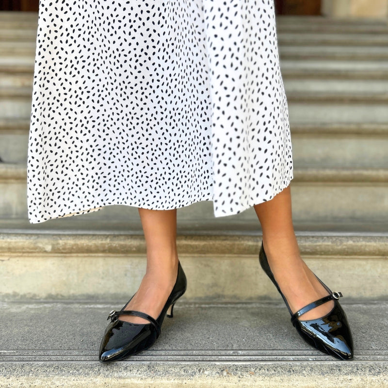 Billie Extra-Wide Fit Kitten Heels - Black Patent Leather