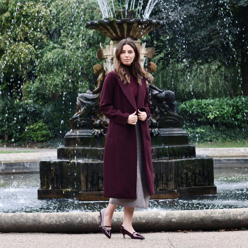 Billie Extra-Wide Fit Kitten Heels - Burgundy Patent Leather