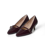 Billie Extra-Wide Fit Kitten Heels - Burgundy Patent Leather