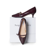 Billie Extra-Wide Fit Kitten Heels - Burgundy Patent Leather