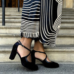 Gemma Extra-Wide Fit Heels - Black Suede