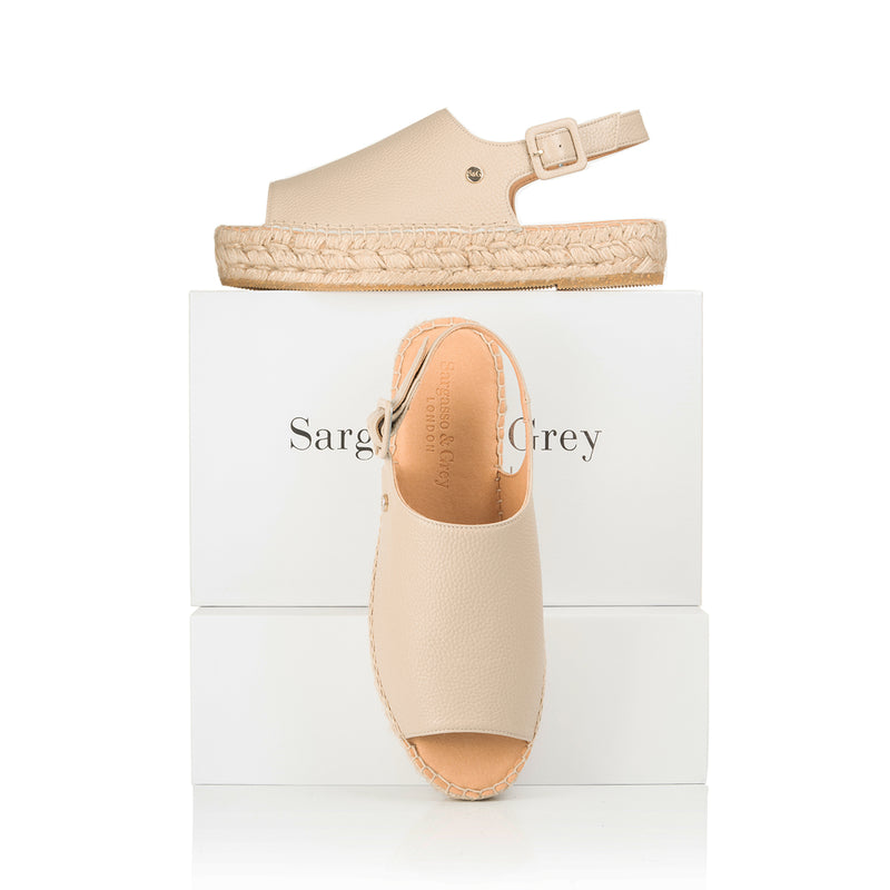 CURRENT SEASON SECONDS - Bona Wide Fit Espadrilles - Beige Leather (SAMPLE SALE)