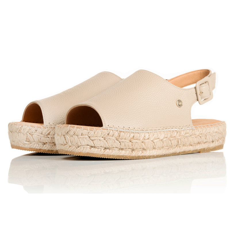 CURRENT SEASON SECONDS - Bona Wide Fit Espadrilles - Beige Leather (SAMPLE SALE)