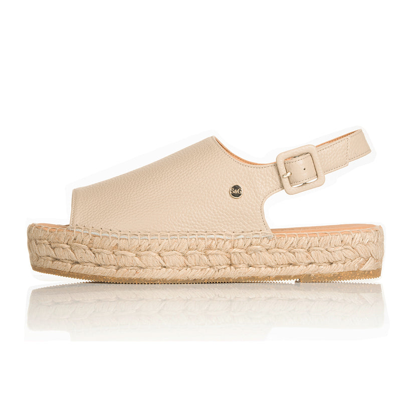 CURRENT SEASON SECONDS - Bona Wide Fit Espadrilles - Beige Leather (SAMPLE SALE)