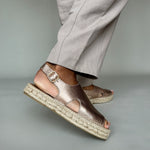 Bonnie - Extra Wide Fit Espadrille - Pink Metallic Leather