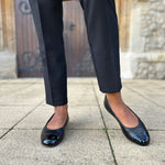 Capella Extra-Wide Fit Flats - Black Leather