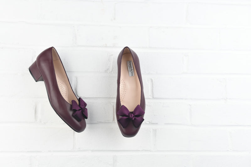 PAST SEASON SECONDS - Celine Burgundy Leather Pumps  - (SAMPLE SALE)