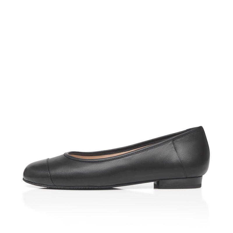 Capella Extra-Wide Fit Flats - Black Leather