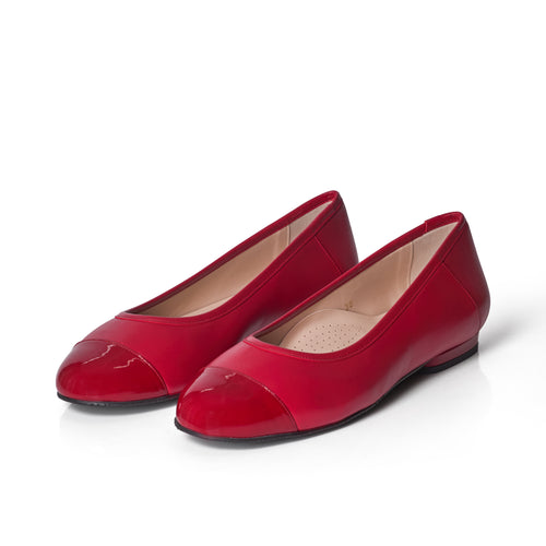 Capella Extra-Wide Fit Flats - Red Leather