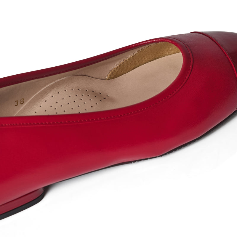 Capella Extra-Wide Fit Flats - Red Leather
