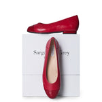 Capella Extra-Wide Fit Flats - Red Leather