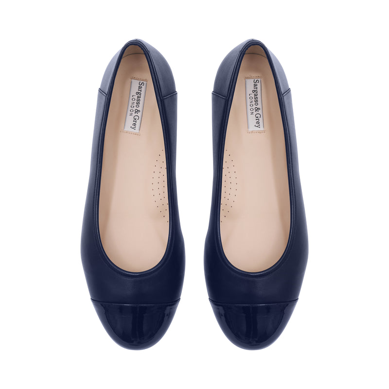 Capella Extra-Wide Fit Flats - Navy Leather