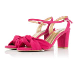 Carrie - Wide Fit Block Heel Sandal - Pink Suede