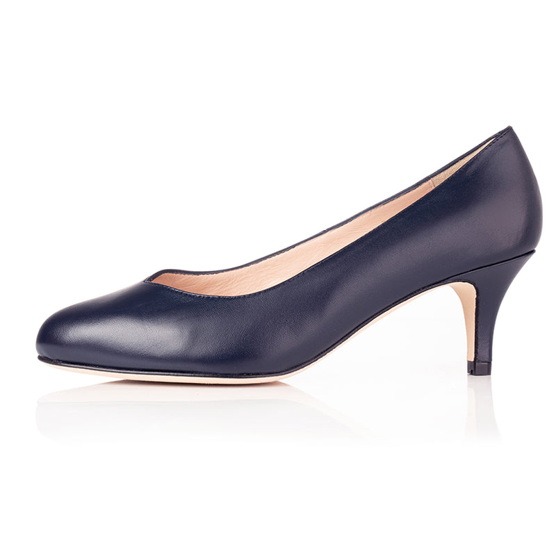 Catherine Wide Fit Court Shoe - Navy Leather