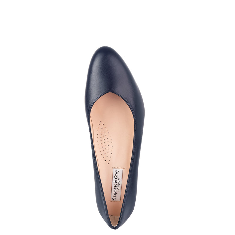 Catherine Wide Fit Court Shoe - Navy Leather